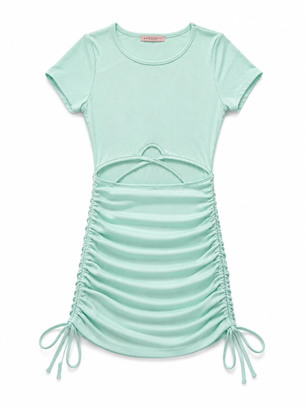Blue Blush Mint Ruched Cutout Side-Tie Bodycon Mini Dress S